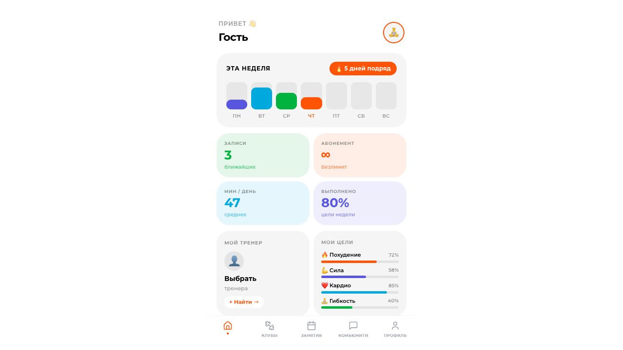 FitNet — фитнес-приложение с админкой и аналитикой